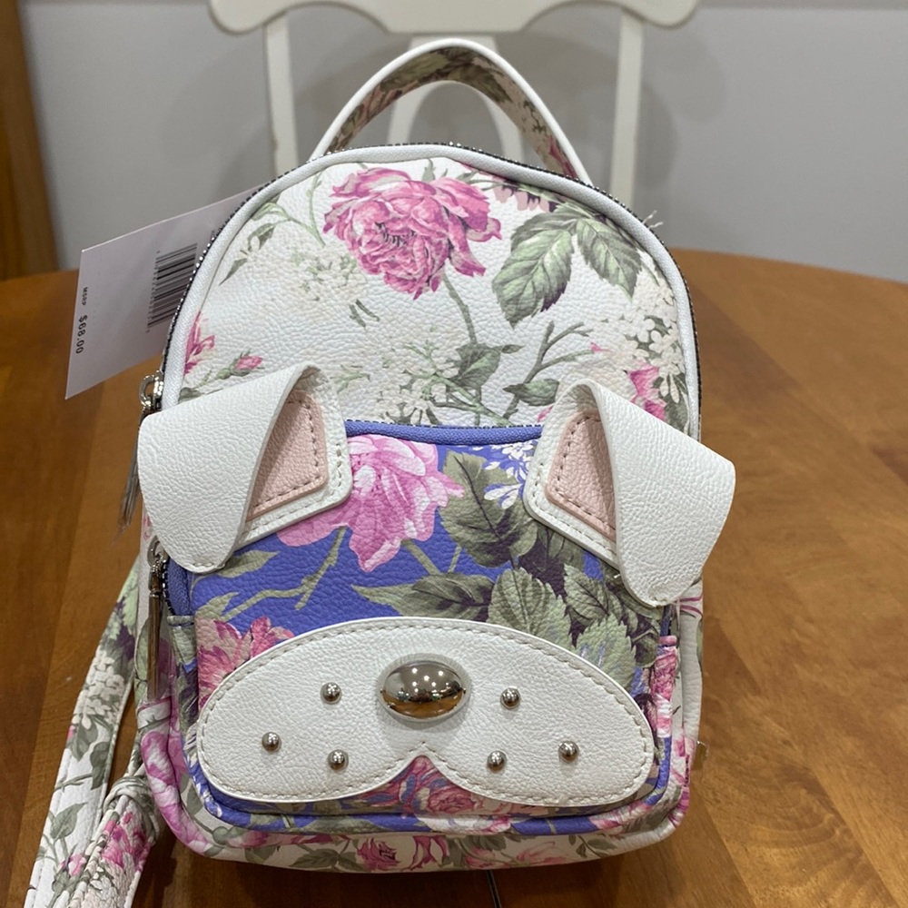 NWT. BetseyJohnson floral puppy, mini backpack/purse. - Picture 13 of 13
